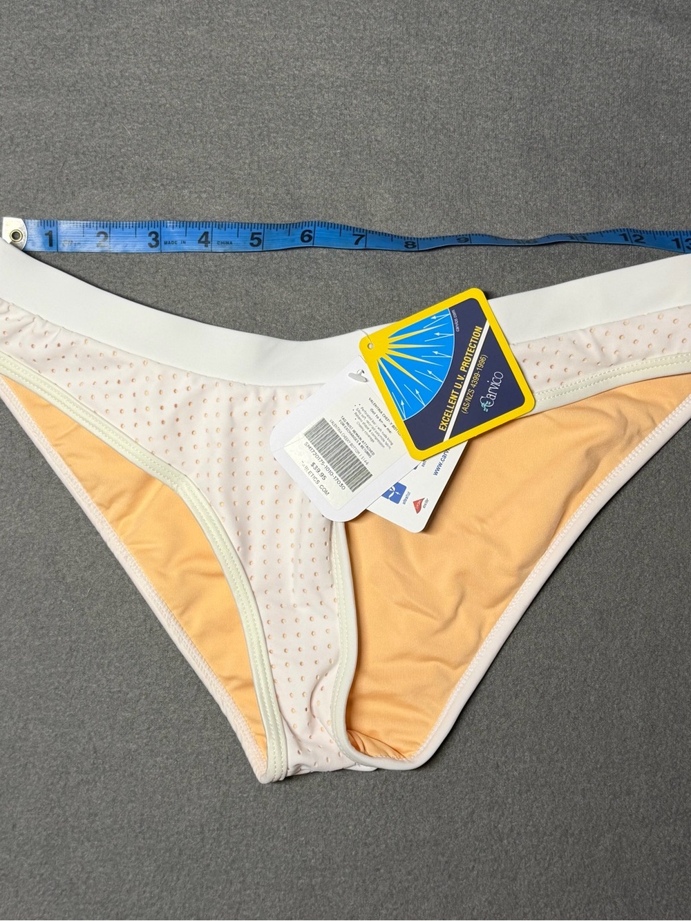 Fabletics White Perforated Bikini Bottom Small NWT